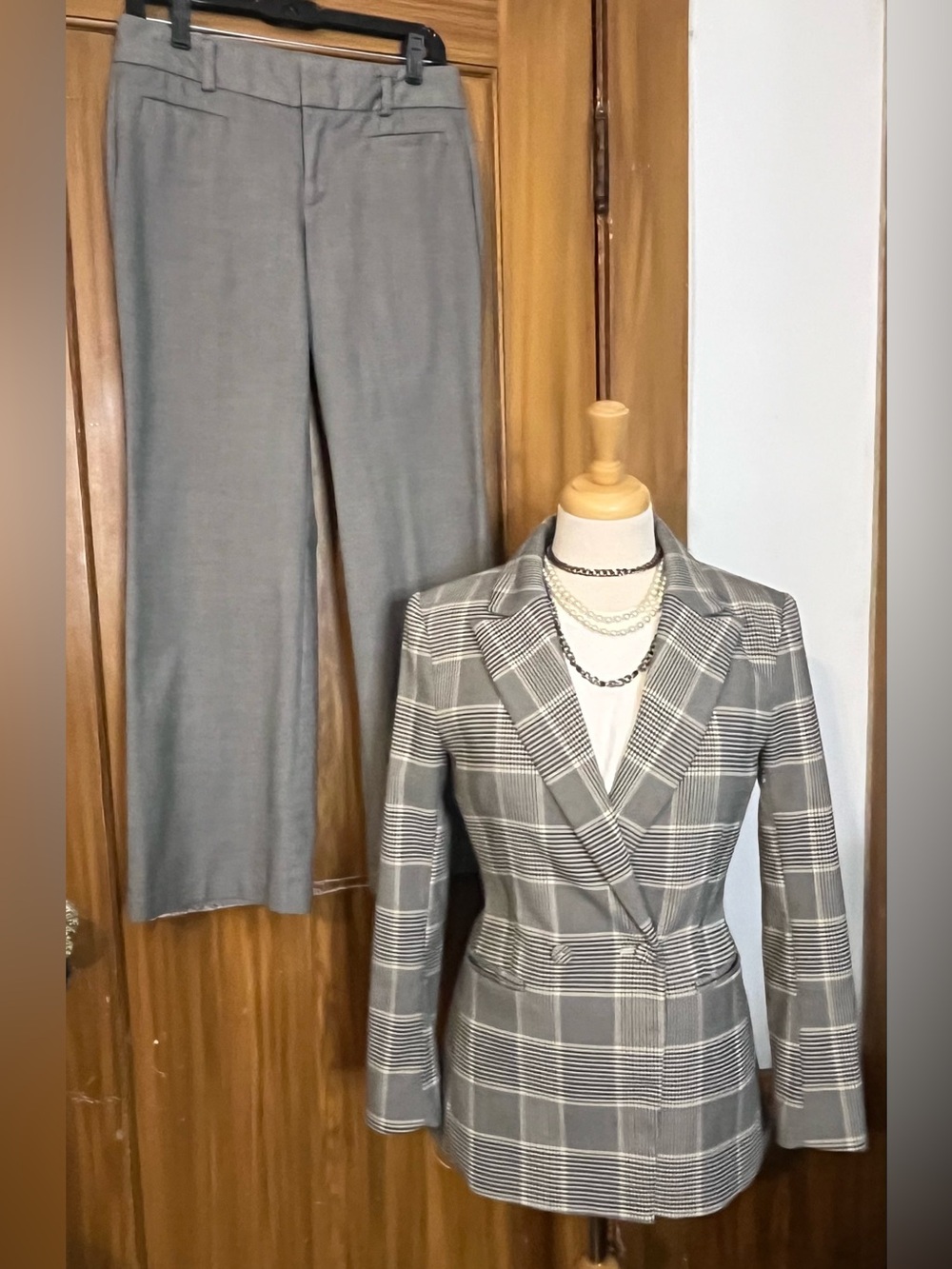 2 Piece Suit: H&M Gray Plaid Blazer and Y2K Dockers Trousers